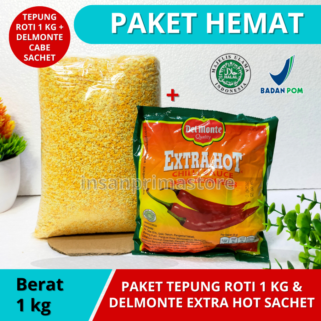 

[PAKET HEMAT] Tepung Roti 1 kg & Delmonte Extra Hot Sachet 24 pcs