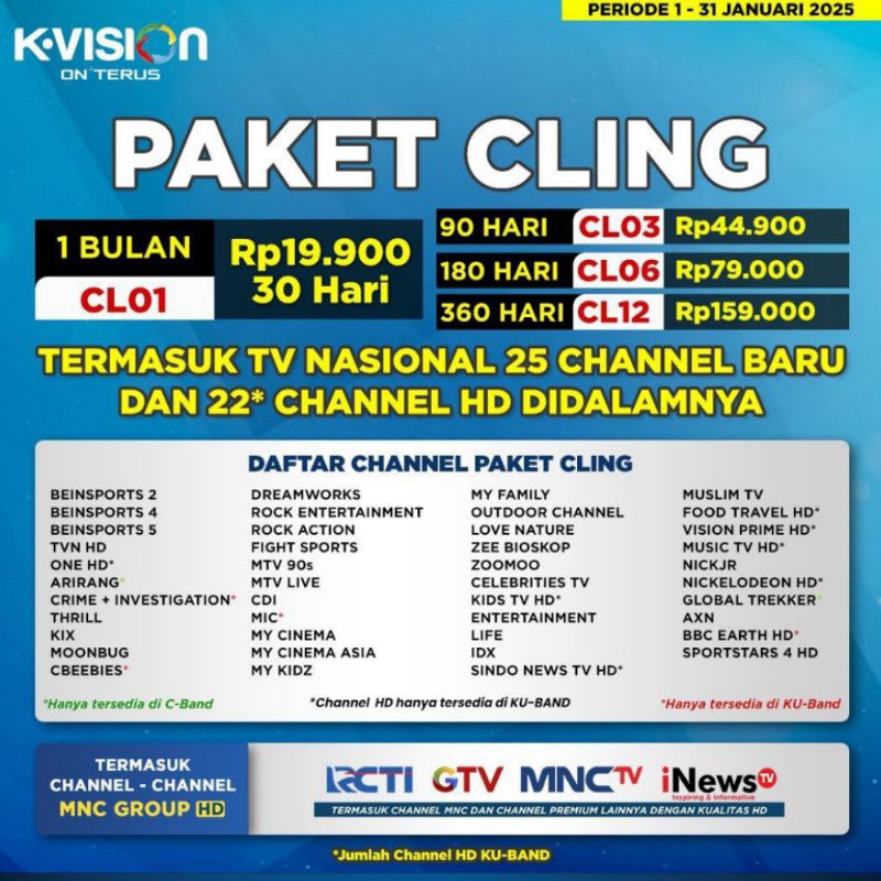 K Vision Paket Cling 1/3/6 bulan MNC