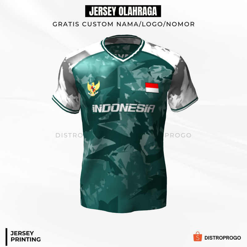 Kaos Jersey Futsal Hijau Putih Abu Motif Abstrak 541 - Jersey Custom Lengan Pendek Full Printing