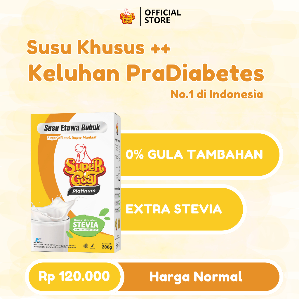 

SUPERGOAT Susu Kambing Etawa Bubuk Original 100% Asli - Herbal Alami untuk Penderita PraDiabetes