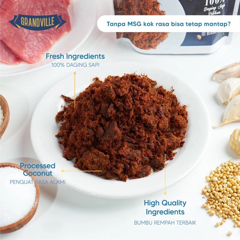 

RB Grandville - Abon Sapi Ayam Ikan Crunchy Makanan Instan SNACK MPASI Anak Bayi Praktis Halal Non