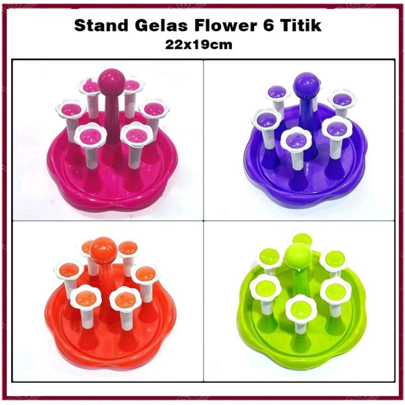 tempat rak gelas FLOWER / rak gelas plastik / rak gelas isi 6 / rak gelas bunga isi 6 / stand gelas 