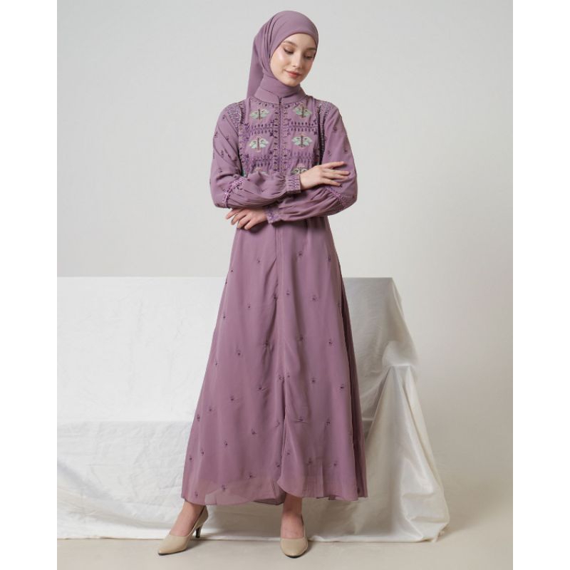 GAMIS LAROSA 48.087 BORDIR SET HIJAB /  DRESS +  HIJAB LAROSA  /  GAMIS ABAYA BORDIR by LAROSA BUSAN