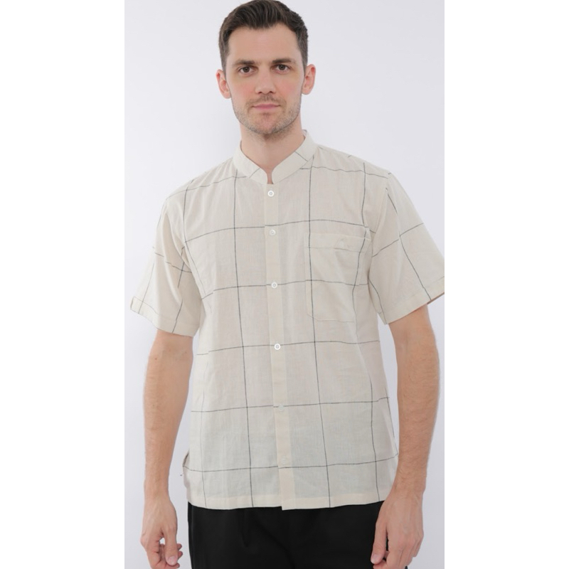 KEMEJA KOKO KOTAK KATUN LINEN PREMIUM/BAJU KOKO PRIA MOTIF KOTAK TERBARU/BAJU KOKO PRIA EXECUTIVE