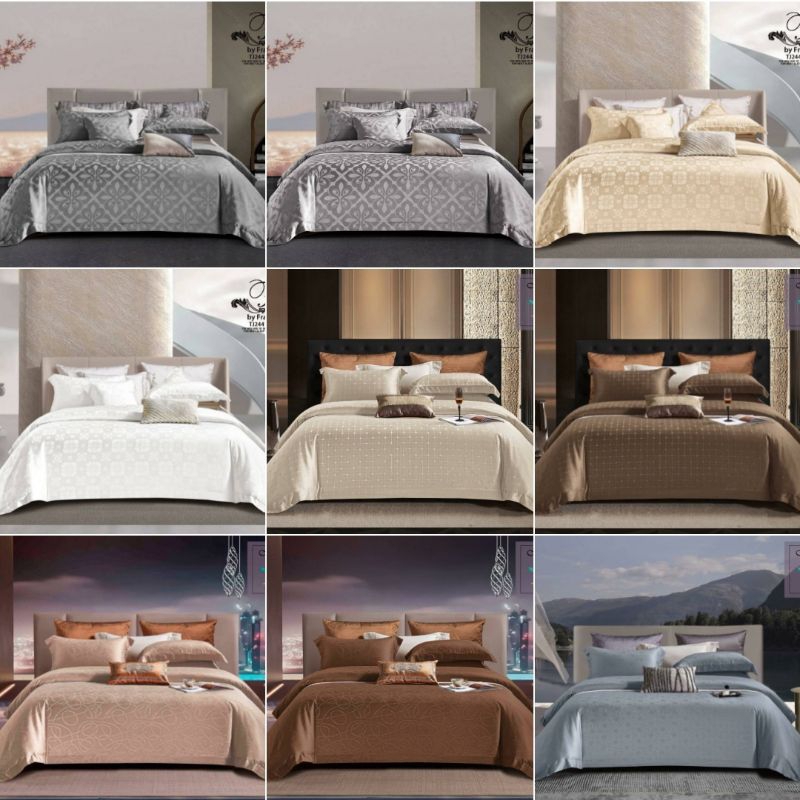 King Koil Sutra Jacquard Bedcover Set Sprei Dan Bed Cover Sutera Organik