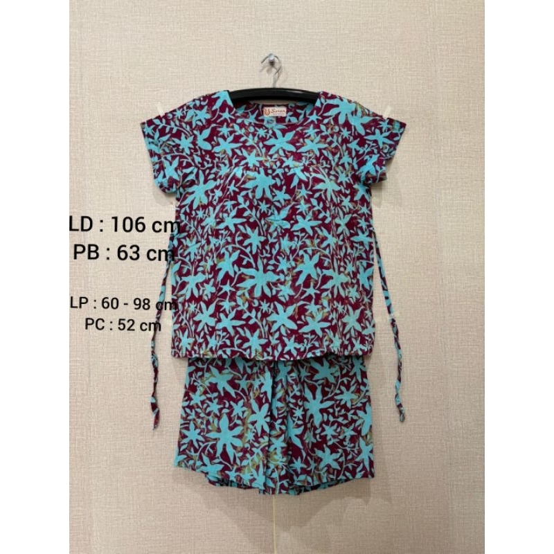 Setelan Sunan dada kerut full batik (short besar)