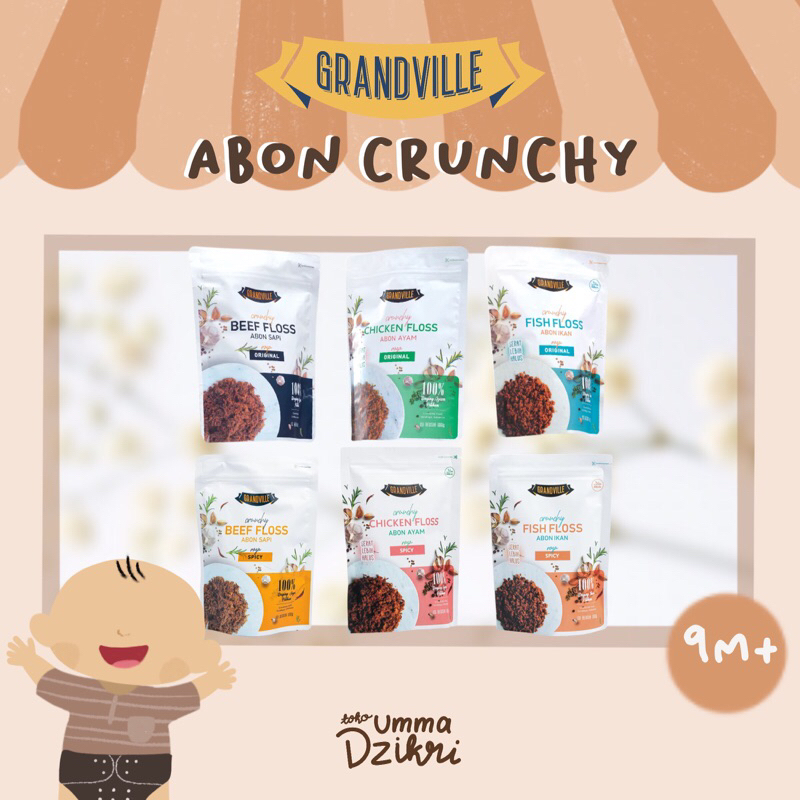 

Grandville - Abon Sapi Ayam Ikan Crunchy | Makanan Instan SNACK MPASI Anak Bayi Praktis Halal Non MSG