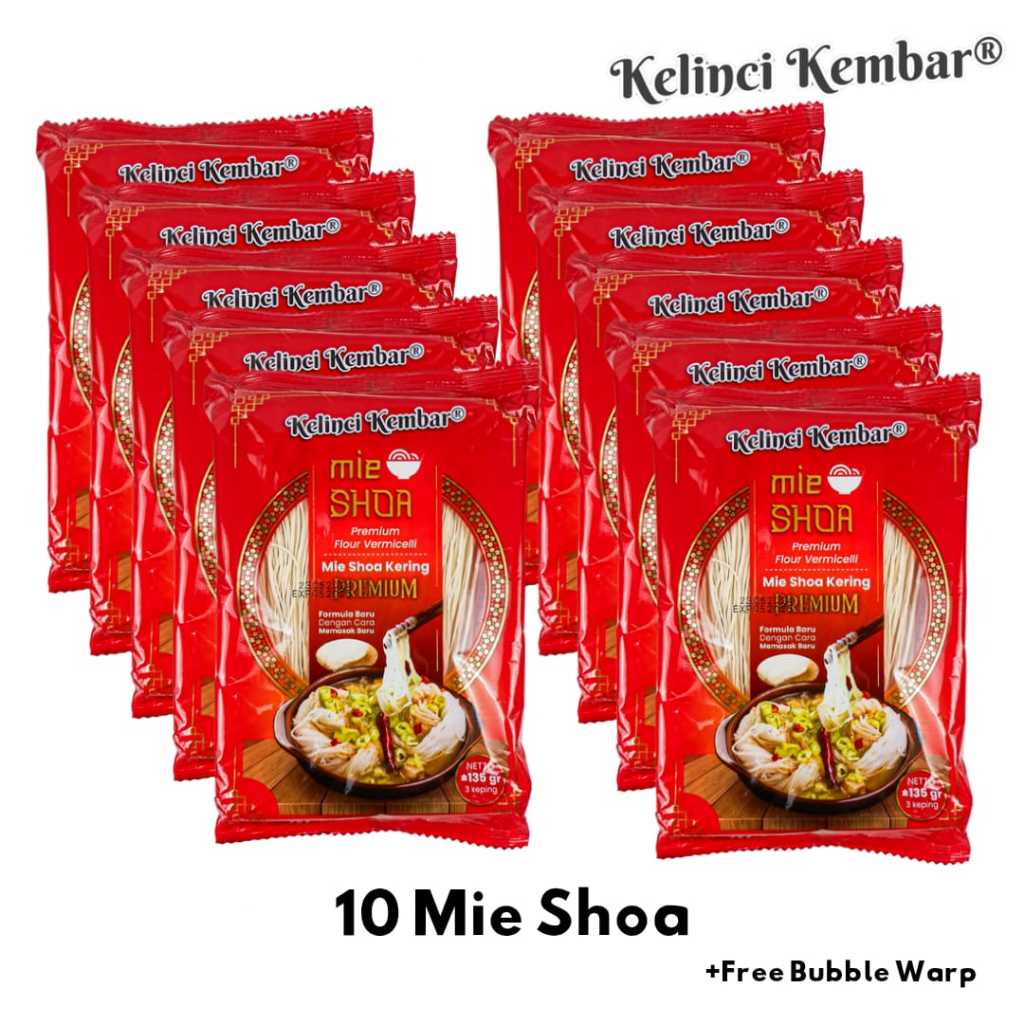 

10 Pcs Mieshoa Kelinci Kembar Premium / Mie Halus/Mie Swa/ Mie Kuah / Mie Cina