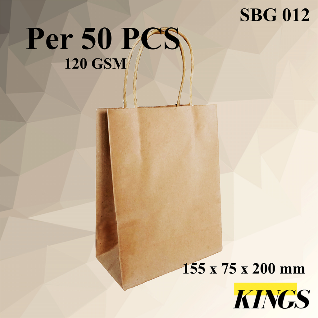 

50 PCS Paper Bag / Shopping Bag Kraft Coklat Polos SBG 012