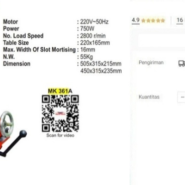 

Mesin Bor Pahat Kayu WIPRO MK-361A Bobok Kayu Mortiser Chisel Mortiz