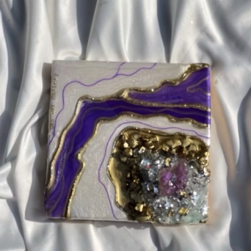 Resin geode wall art lukisan dinding epoxy