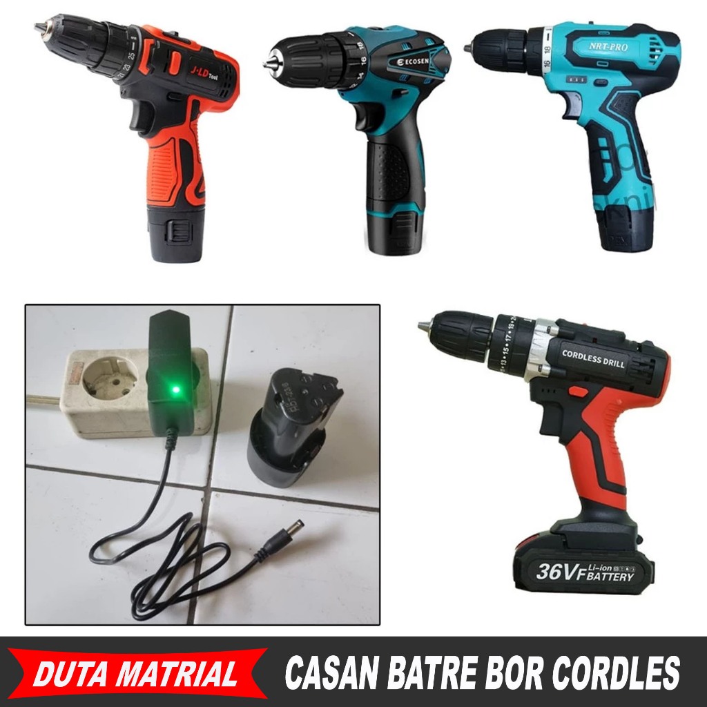 Original Casan Baterai Mesin Bor Cordless Lampu Led / Casan Bor Cordles 12 Volt Untuk Semua Merk Cor