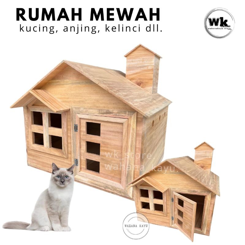 KANDANG RUMAH KUCING ANJING MEWAH MINIMALIS | KANDANG KUCING KAYU MAHONI MEWAHH