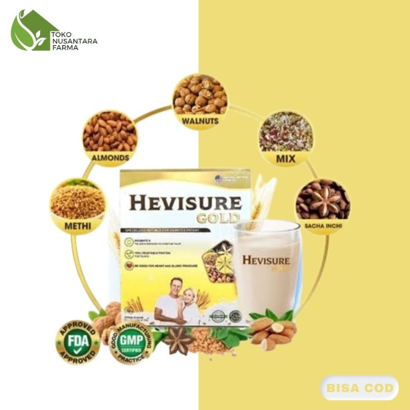 

HEVISURE - Hevi sure Gold Milk Susu Diabetes Kencing Manis Insulin Pankreas 12 Sachet asli