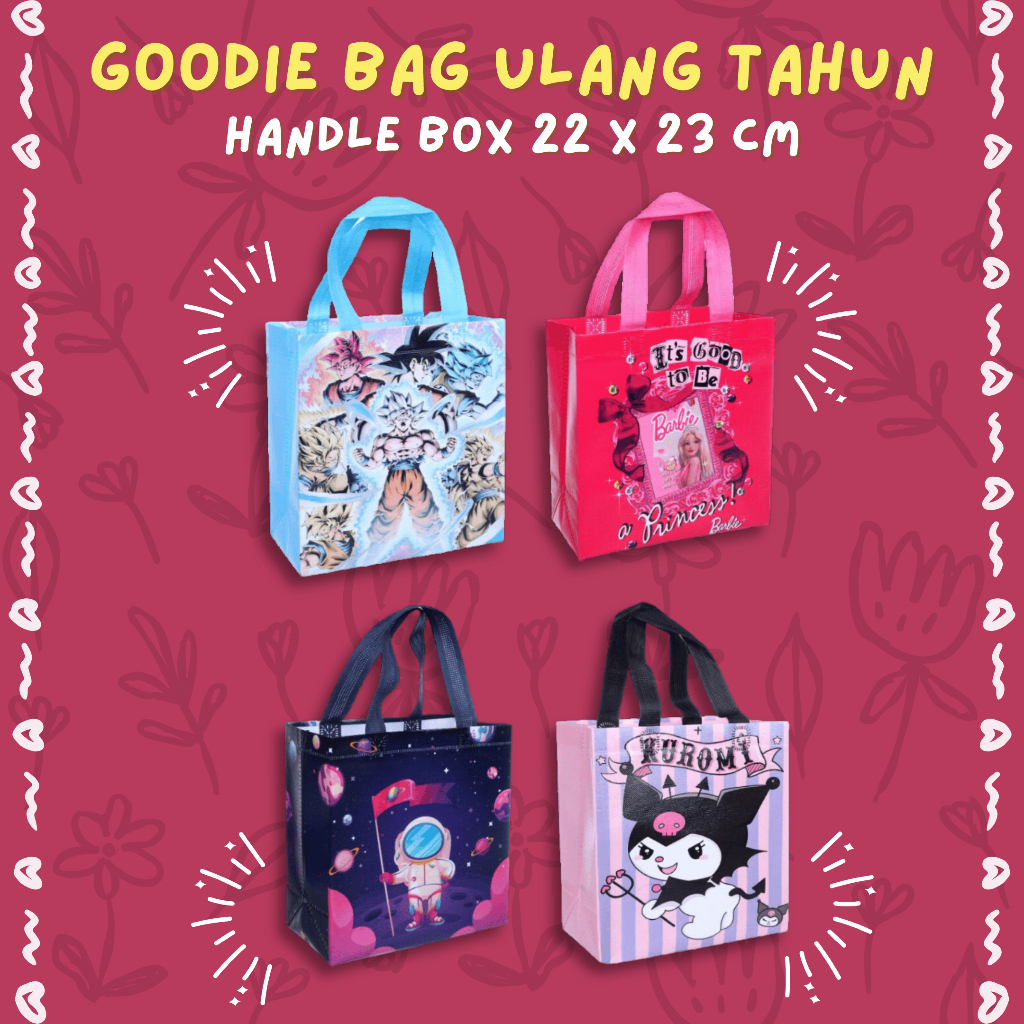 

Tas Ulang Tahun Anak 22x23 CM Motif Karakter Lucu Goodie Bag Hadiah
