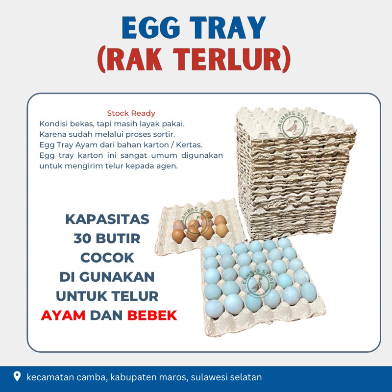 Tray Egg Tempat / Rak Telor Telur Bahan Kardus Kertas untuk isi 30 telur