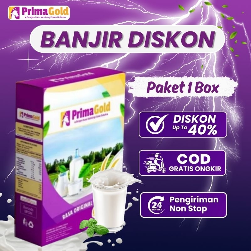 

PAKET 1 BOX PRIMAGOLD/ PRIMA GOLD SUSU KAMBING ETAWA BUBUK ORIGINAL MURAH ATASI SESAK NAFAS NYERI SENDI TULANG LUTUT PUNGGUNG REUMATIK