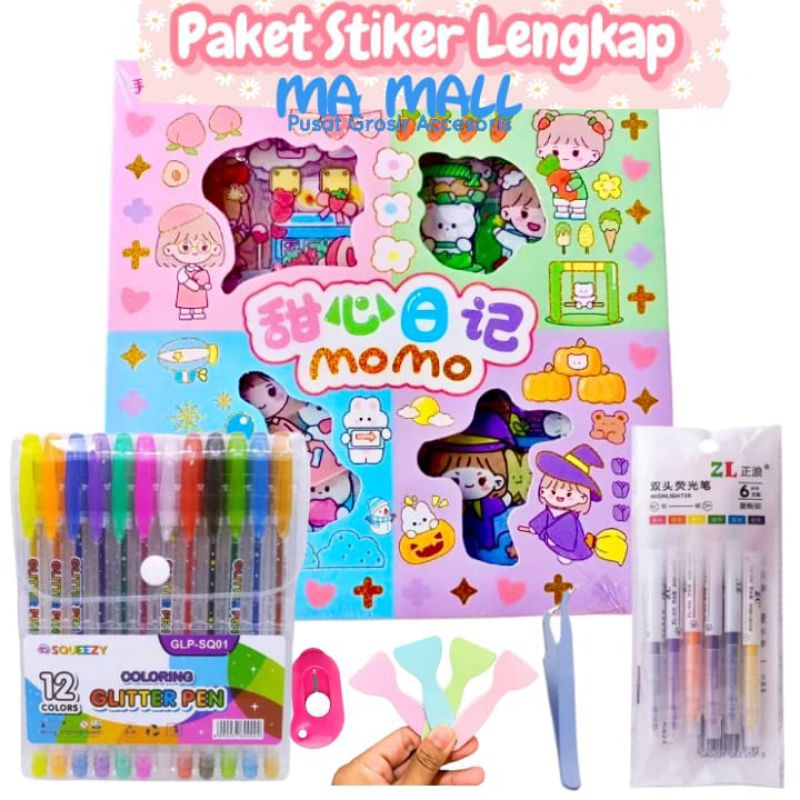 

Paket Stiker Momo Rainbow Waterproof 100 Lembar B133 Pulpen Gliter Cutter Awan Stabilo 2 sisi Pingset Stiker Stabilo Paket Stiker B133