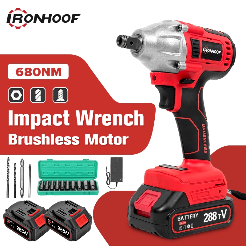 IRONHOOF CORDLESS IMPACT WRENCH impact baterai MESIN BOR UNTUK BAUT MOBIL impact Brushless