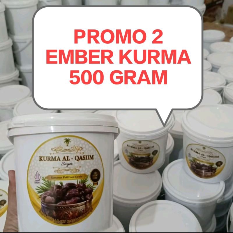 

DISKON Paket promo termurah 2 pcs Kurma Ember Al Qaseem per ember Kemasan 500 gram