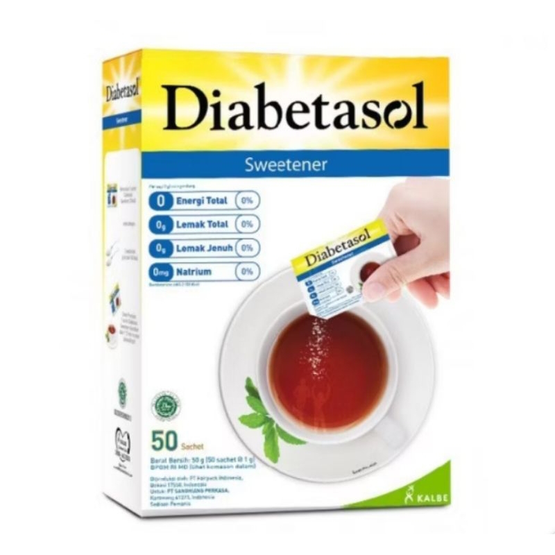 

DIABETASOL SWEETENER 50 PC DAN ISI 100 PC -PEMANIS RENDAH KALORI UNTUK DIET SEHAT