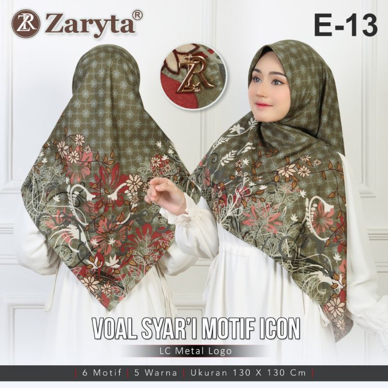 hijab segi empat syar'i voal motif seragaman