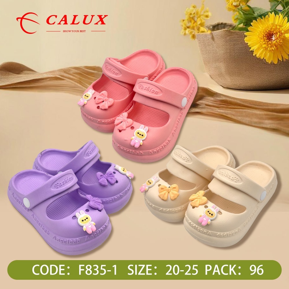 F835-1 / REAL PIC Sandal Baim Croc Kodok Karet Jelly Eva Anak Perempuan Prewalker Tali Belakang Labu
