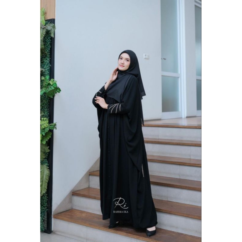 KAFTAN MEDINA VOL1 UMMINA BY RAHMA IKA PUTRI KAFTAN OVERSIZE BAHAN JETBLACK