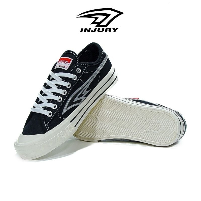 ORIGINAL Injury - Sepatu Sneakers Kasual Pria Wanita Sepatu Sekolah Pria Wanita Everest Hitam Putih