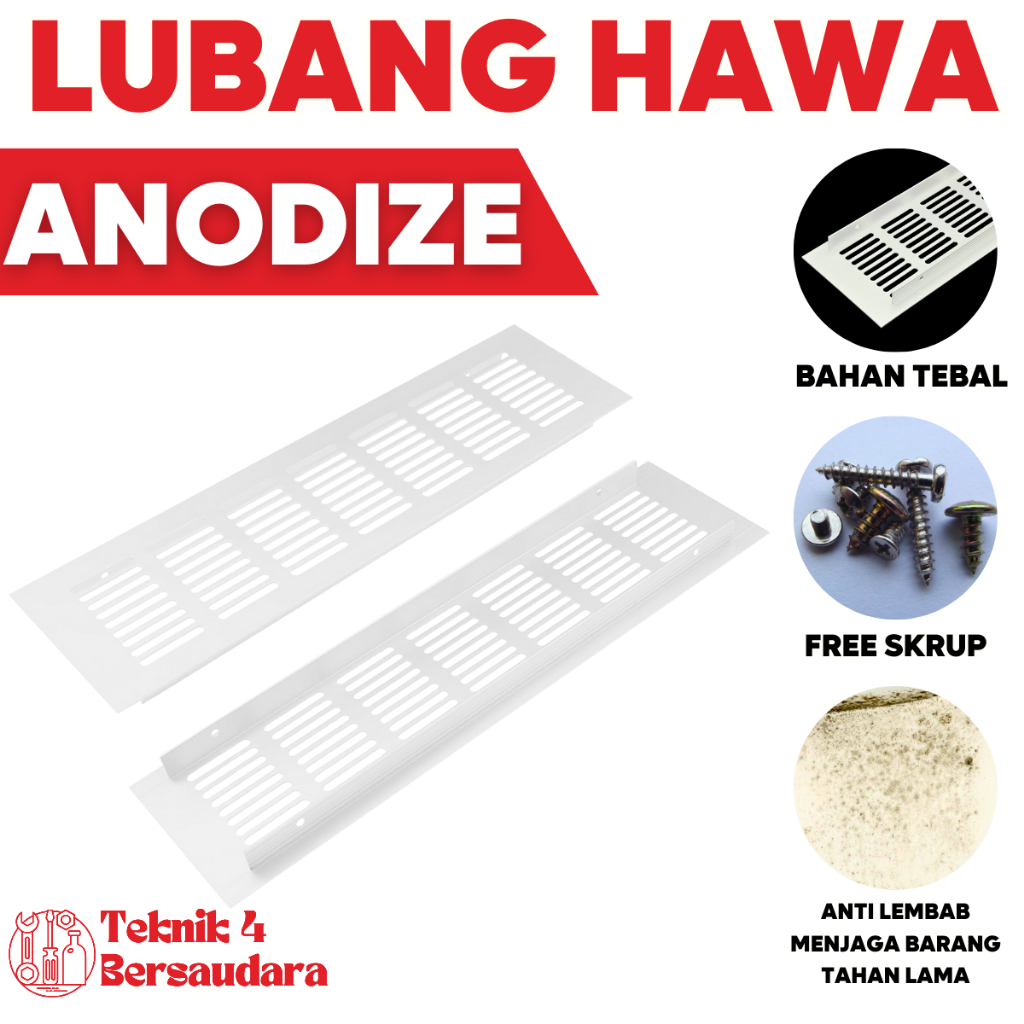 Lubang Hawa Udara Ventilasi Lemari Rak ANODIZE