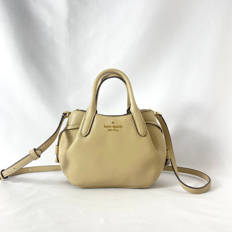 KS bag dumpling mini satchel pebbled leather light sand