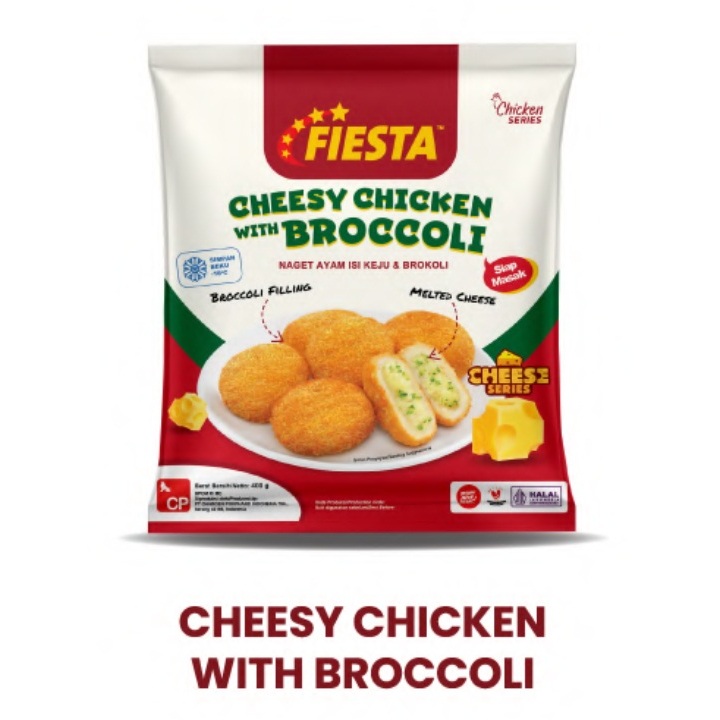 

CHEESY CHICKEN WITH BROCCOLI FIESTA 400GR HALAL NAGET AYAM ISI KEJU BROKOLI