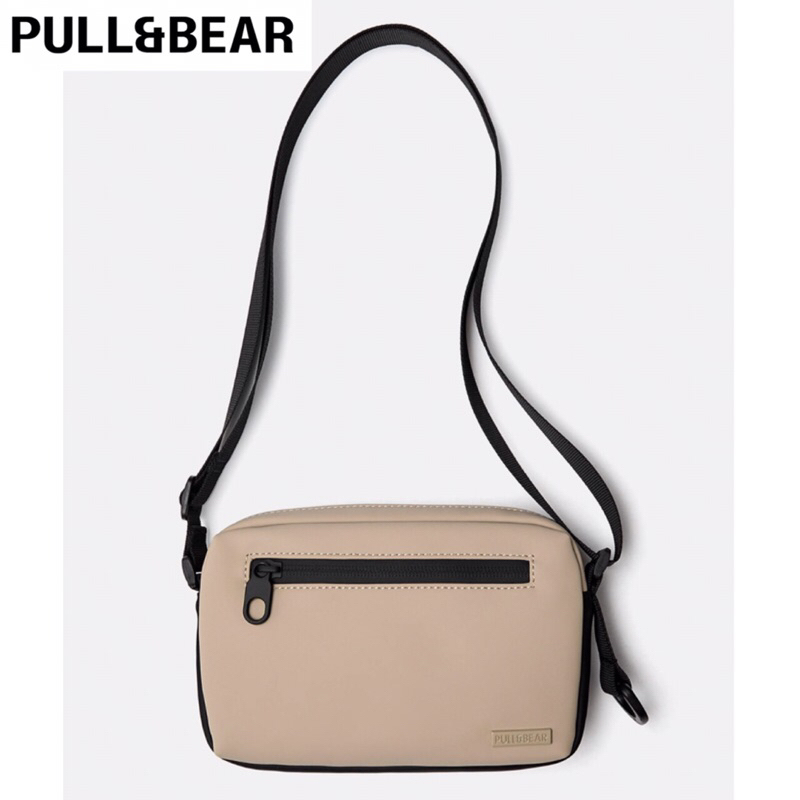 PULL&BEAR Men Rubberised Crossbody Bag Tas Selempang Pria Pull And Bear Ecru