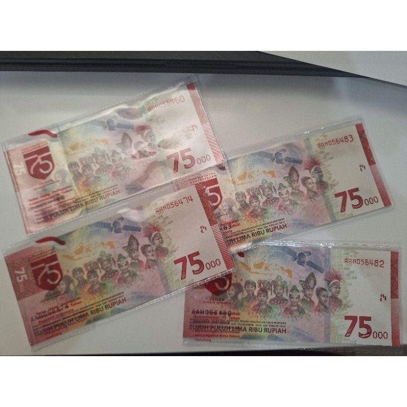 Uang pecahan 75000 asli - edisi kemerdekaan RI (keluaran tahun 2020)