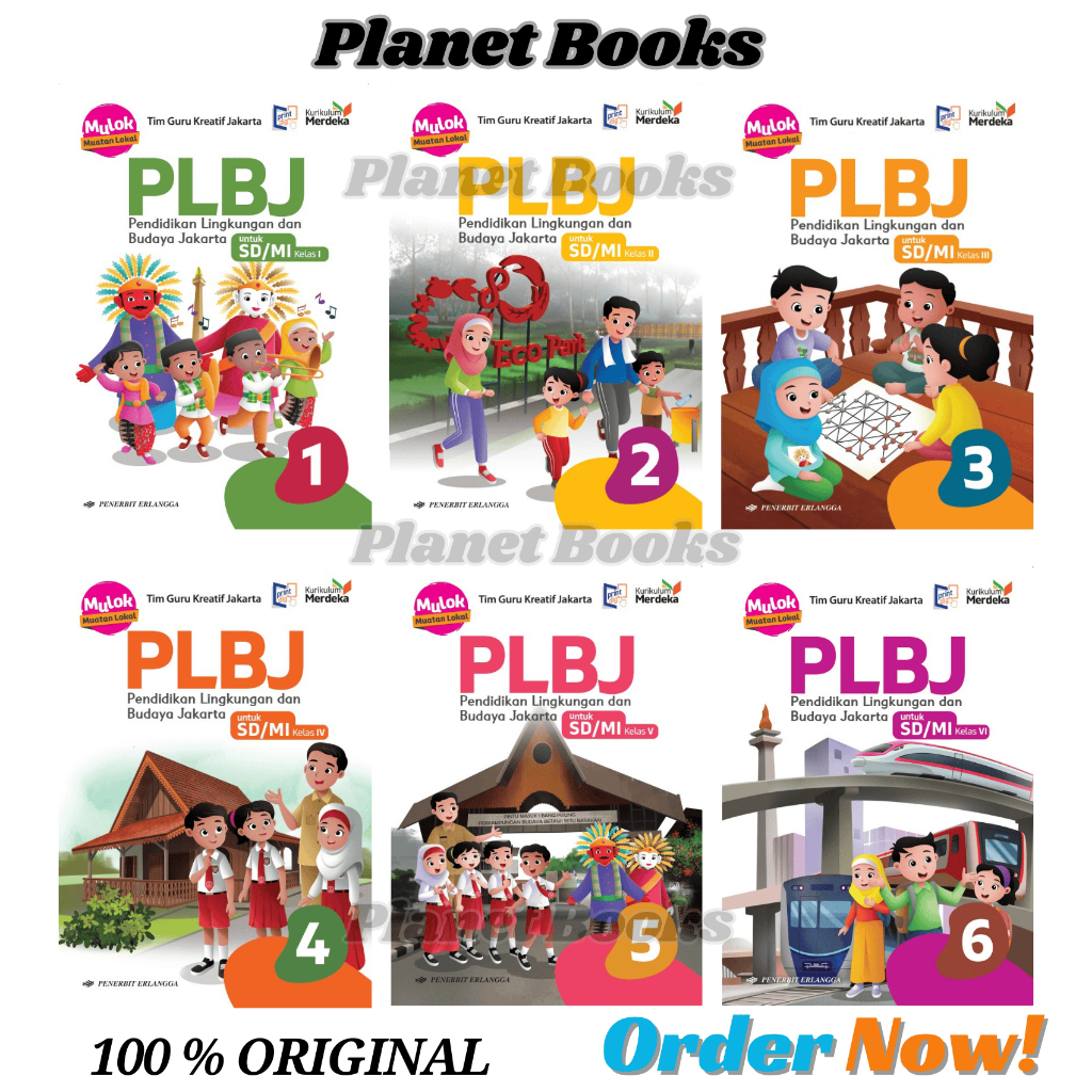 BUKU PENDIDIKAN LINGKUNGAN & BUDAYA JAKARTA ( PLBJ ) KELAS 1,2,3,4,5,6 SD/MI PENERBIT ERLANGGA KURIK