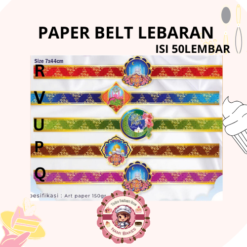 

Paper Belt Sleeve Sabuk Parcel Hampers Lebaran / Idul Fitri ISI 50 LEMBAR/ 10 LEMBAR