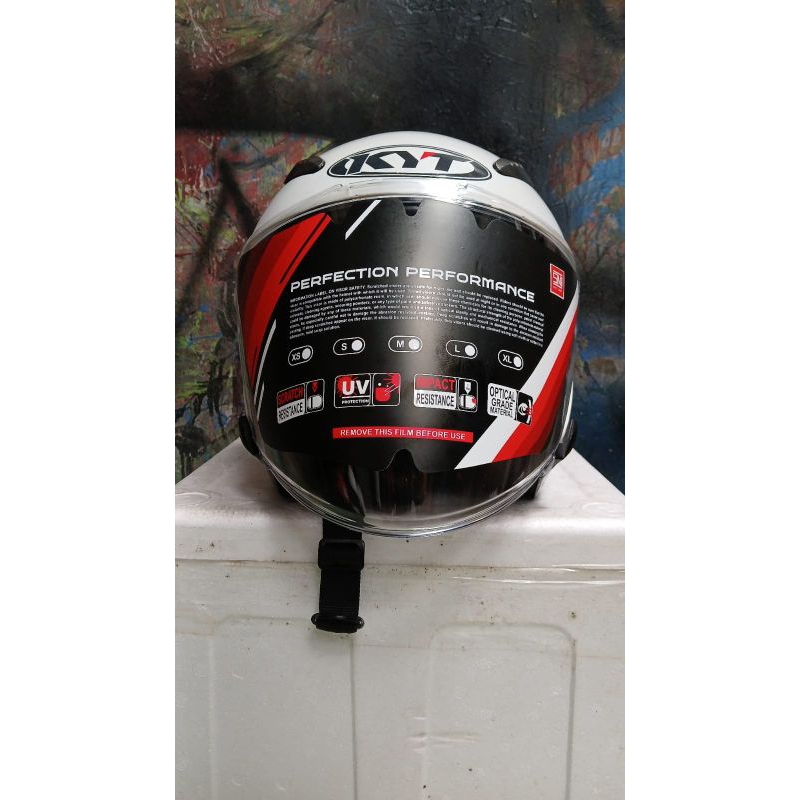 Helm KYT Galaxy Flat R Putih Glowsy  Size L Bekas/Second