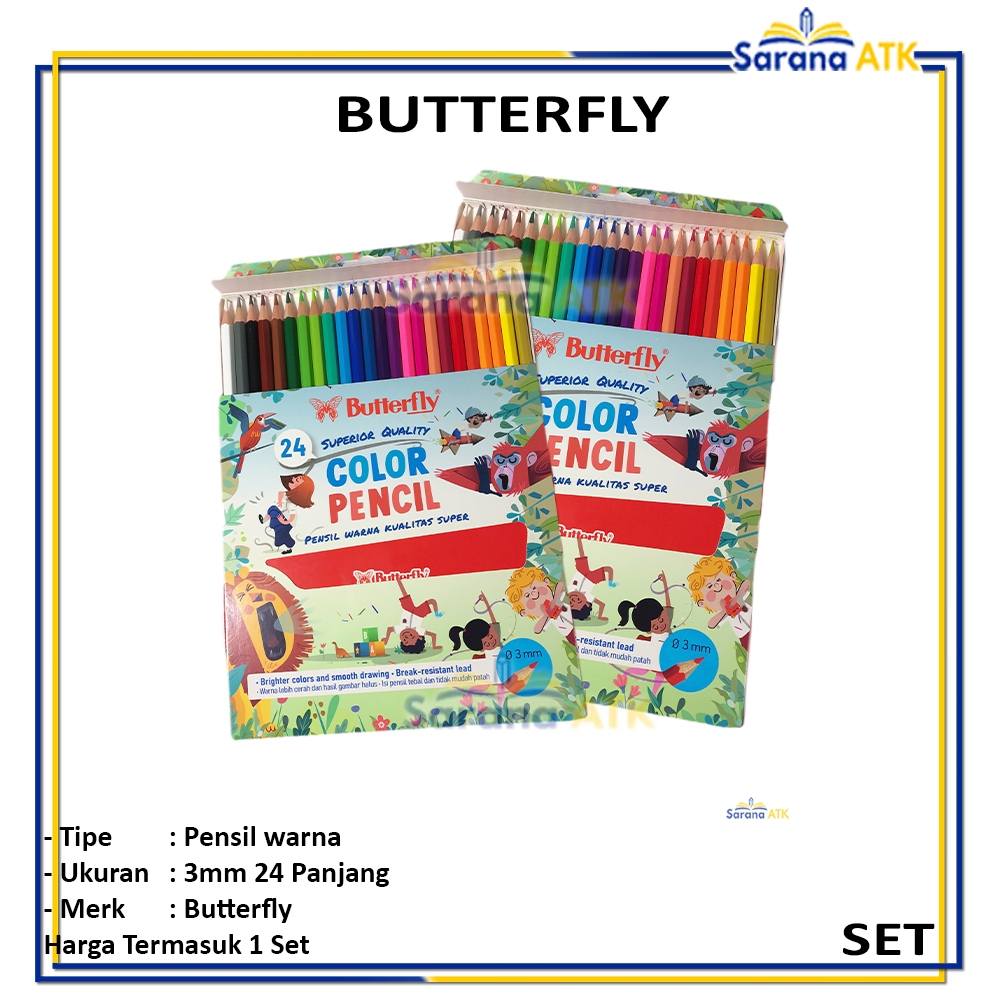 

Butterfly - Pensil Warna Premium 24 Warna Panjang - SET