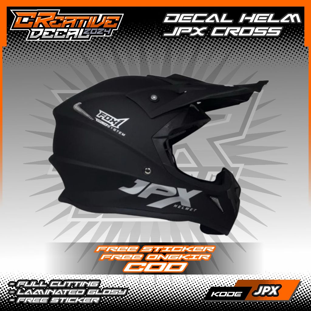 STIKER DECAL HELM JPX CROSS FULL FACE | DECAL HELM | DECAL STIKER