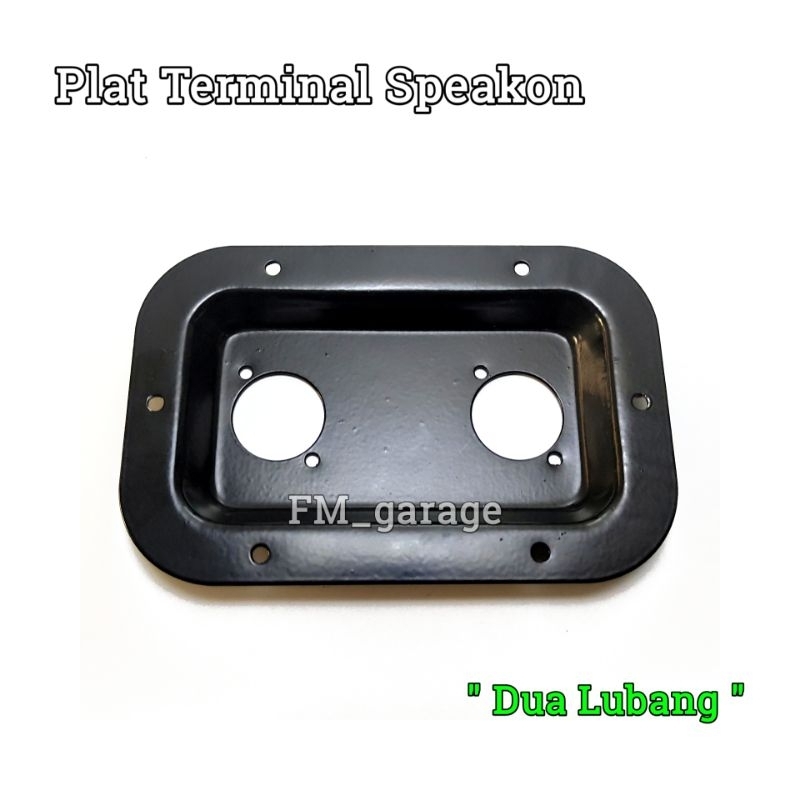 Plat Spikon Datar Cekung Besi Hitam - Terminal Plat Speakon Besi 2 Lubang warna Hitam