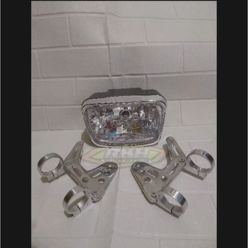 paket reflektor rx king kaca bening plus kupingan b-pro / lampu depan rx king plus kupingan model b-