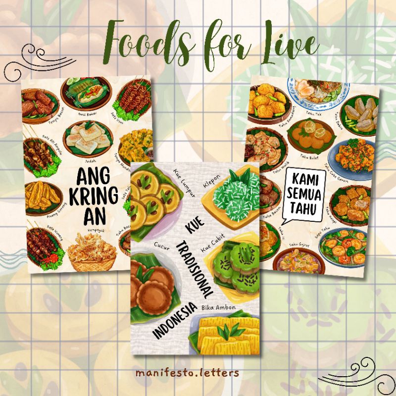 

Postcard Foods for Life | Kartu Pos Indonesian Culinary | Angkringan | Tahu | Kue Pasar