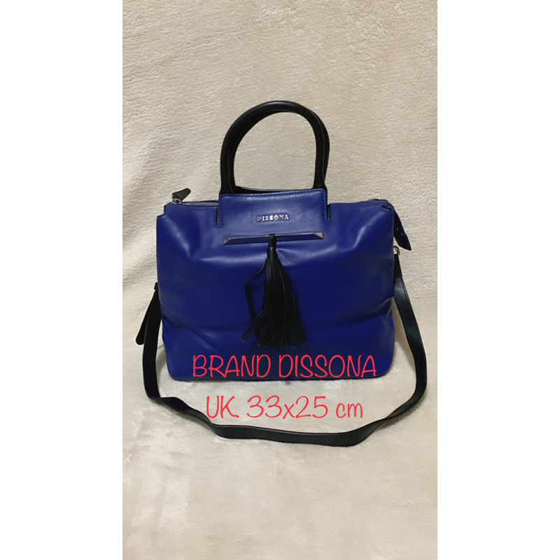 Brand Dissona Preloved Tas Sling Kulit Wanita lengkap top handle