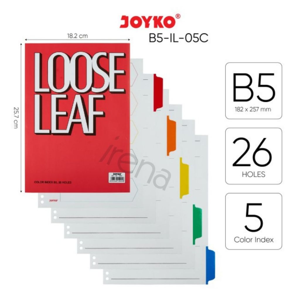 

Joyko Color Index Loose Leaf Pembatas Kertas Binder Joyko B5