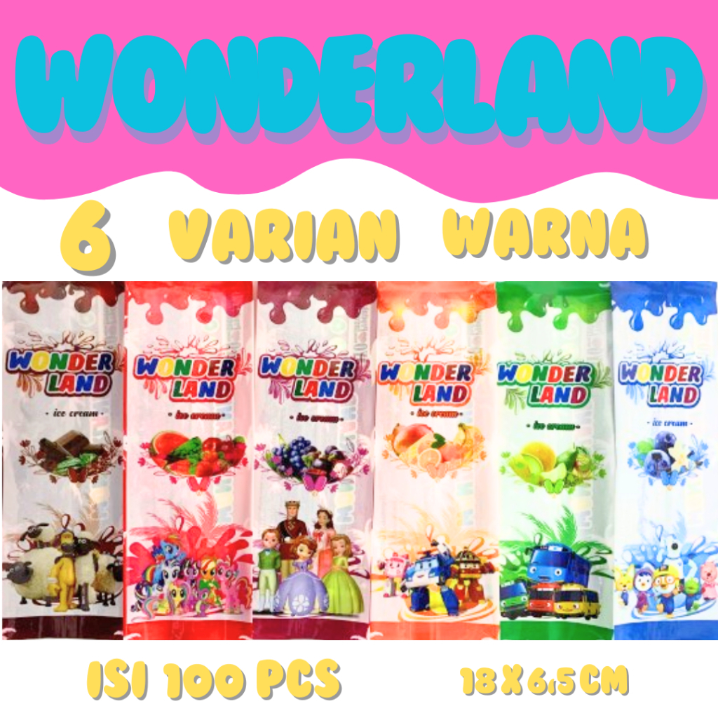 

KEMASAN ES KRIM WONDERLAND - KEMASAN ES LOLI WONDERLAND - BUNGKUS PLASTIK ES KRIM