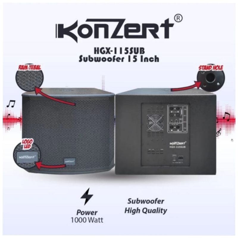 subwoofer aktif 15" konzert HGX-115sub Original subwoofer Konzert 15 inch HGX 115SUB Subwoofer Aktif