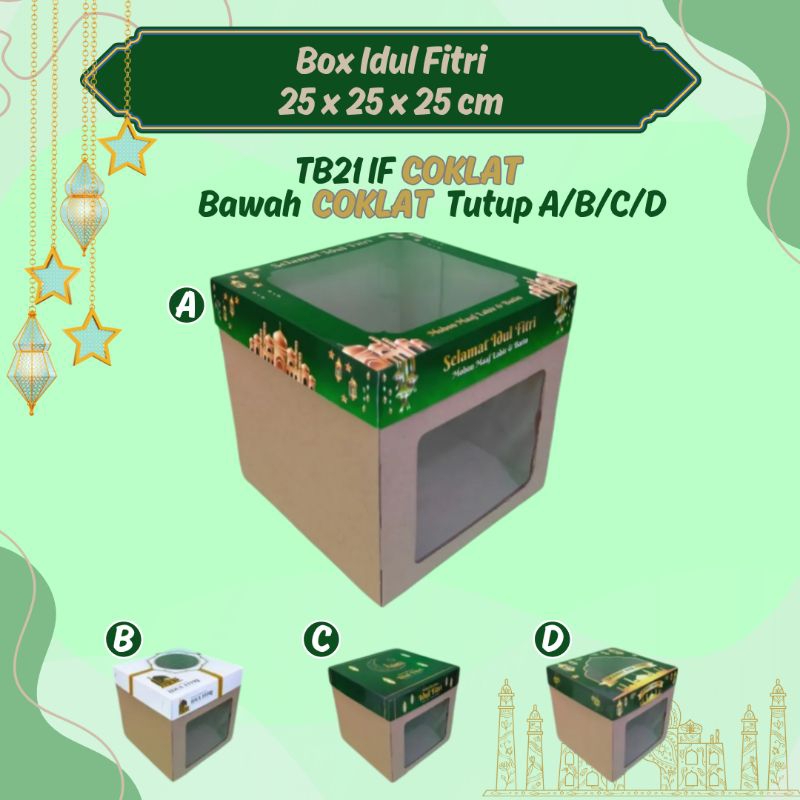 

Tb21 if coklat - box kardus kotak kemasan makanan hampers lebaran idul fitri jendela bawah coklat ukuran 25x25x25cm