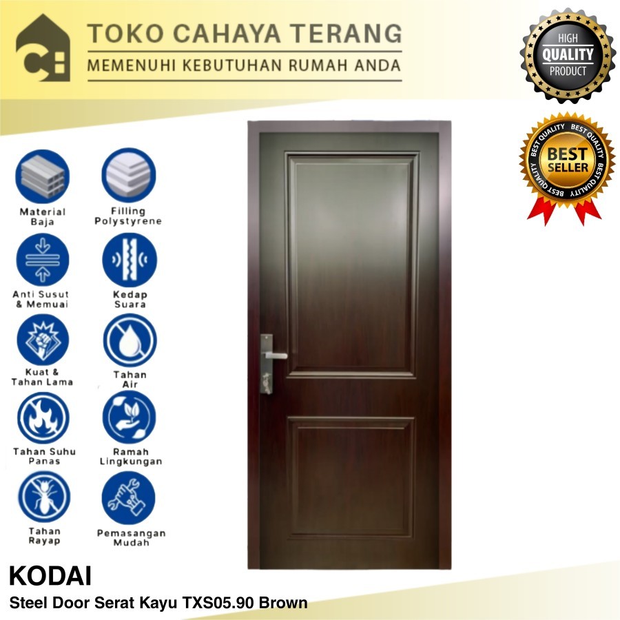 Pintu Baja Steel Kodai TXS05 204 x 90 Serat Kayu / Pintu Baja Kodai
