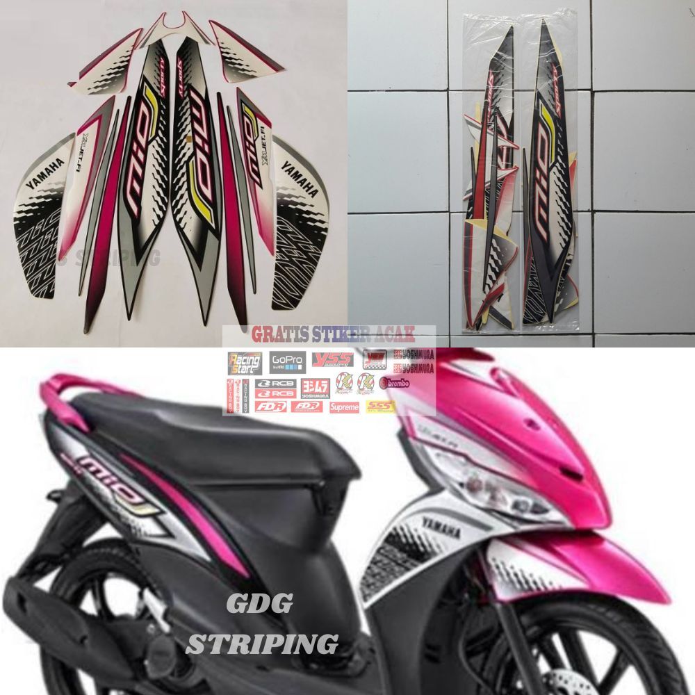 Striping Stiker Motor Yamaha Mio J 2013 2014 Pink Murah