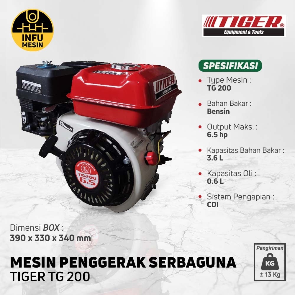 Engine Mesin Penggerak Bensin serbaguna Tiger TG200